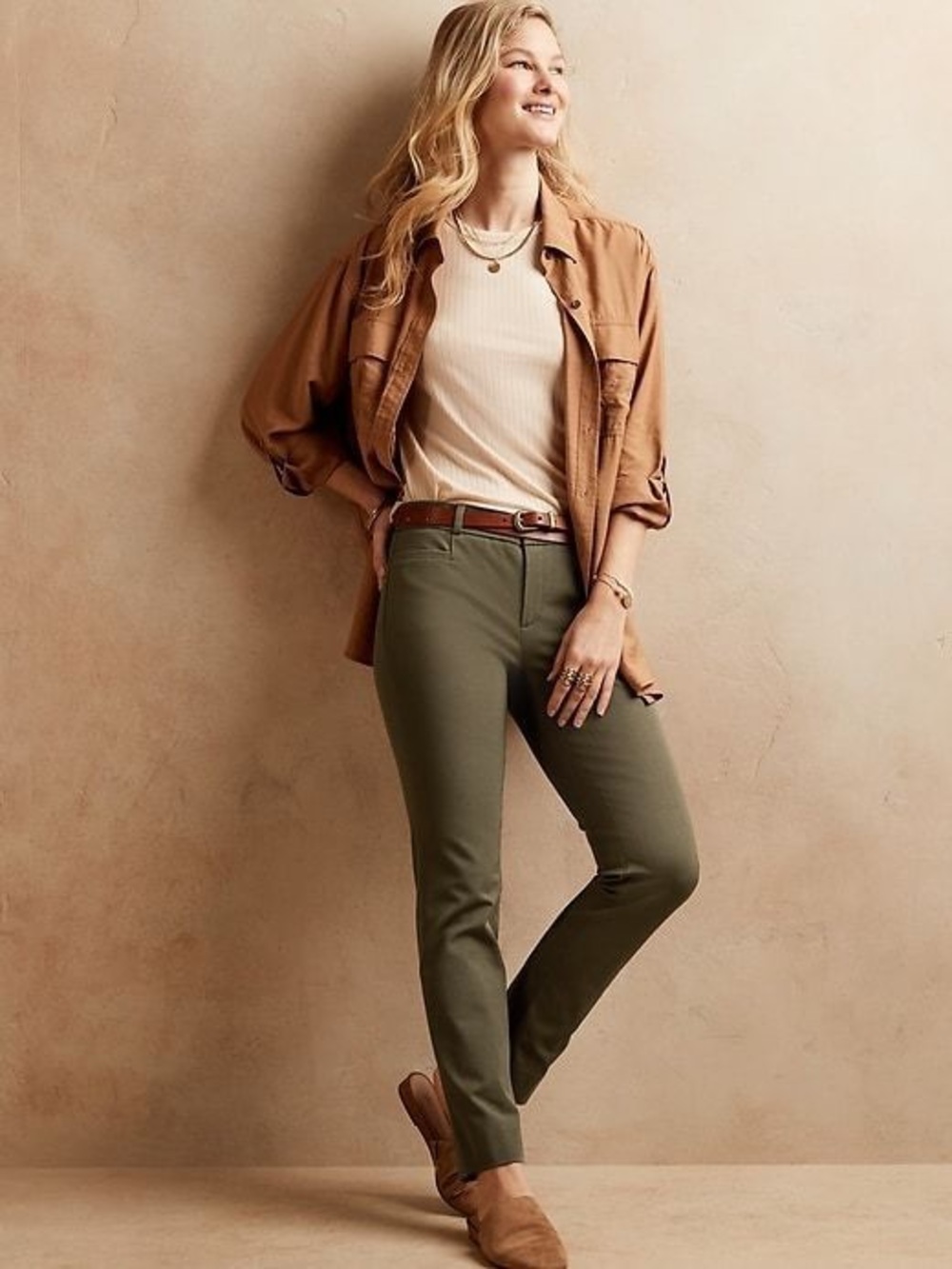 Banana Republic Sloan Olive Green Cropped Slim Ankle Pants 16
